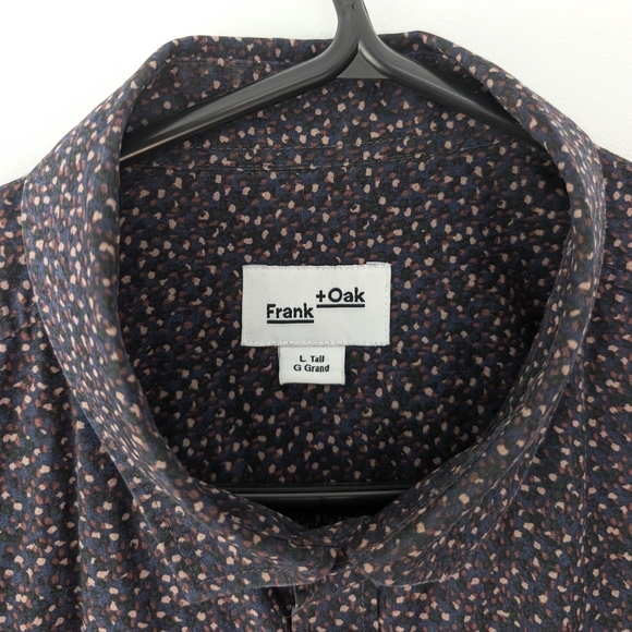 Frank & Oak Men's 100% Cotton Patterned Dress Shirt In Black ~ Size Large - Picture 4 of 9